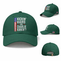 Funny Kickin Hard Or Kirkin US Political Baseball Cap Vintage American Flag