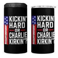 Funny Kickin Hard Or Kirkin US Political 4 in 1 Can Cooler Tumbler Vintage American Flag