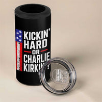 Funny Kickin Hard Or Kirkin US Political 4 in 1 Can Cooler Tumbler Vintage American Flag