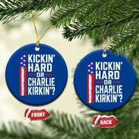 Funny Kickin Hard Or Kirkin US Political Ceramic Ornament Vintage American Flag