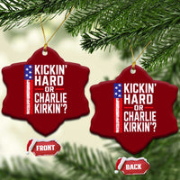 Funny Kickin Hard Or Kirkin US Political Ceramic Ornament Vintage American Flag