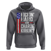 Funny Kickin Hard Or Kirkin US Political Hoodie Vintage American Flag