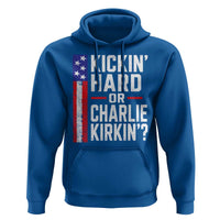 Funny Kickin Hard Or Kirkin US Political Hoodie Vintage American Flag