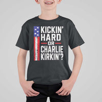 Funny Kickin Hard Or Kirkin US Political T Shirt For Kid Vintage American Flag