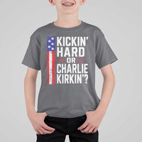 Funny Kickin Hard Or Kirkin US Political T Shirt For Kid Vintage American Flag