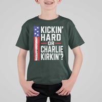 Funny Kickin Hard Or Kirkin US Political T Shirt For Kid Vintage American Flag