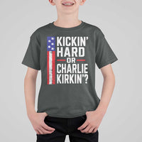 Funny Kickin Hard Or Kirkin US Political T Shirt For Kid Vintage American Flag