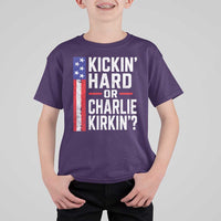 Funny Kickin Hard Or Kirkin US Political T Shirt For Kid Vintage American Flag