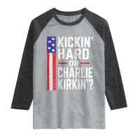 Funny Kickin Hard Or Kirkin US Political Raglan Shirt Vintage American Flag