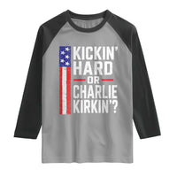 Funny Kickin Hard Or Kirkin US Political Raglan Shirt Vintage American Flag