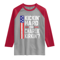 Funny Kickin Hard Or Kirkin US Political Raglan Shirt Vintage American Flag