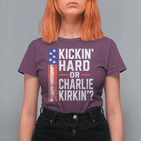 Funny Kickin Hard Or Kirkin US Political T Shirt For Women Vintage American Flag