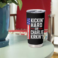 Funny Kickin Hard Or Kirkin US Political Tumbler Cup Vintage American Flag