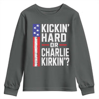 Funny Kickin Hard Or Kirkin US Political Youth Sweatshirt Vintage American Flag