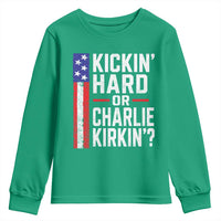Funny Kickin Hard Or Kirkin US Political Youth Sweatshirt Vintage American Flag