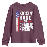 Funny Kickin Hard Or Kirkin US Political Youth Sweatshirt Vintage American Flag