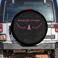 Funny Breast Cancer Awareness Spare Tire Cover Bitches Get Stitches Pink Ribbon