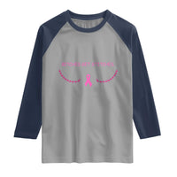 Funny Breast Cancer Awareness Raglan Shirt Bitches Get Stitches Pink Ribbon