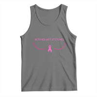 Funny Breast Cancer Awareness Tank Top Bitches Get Stitches Pink Ribbon