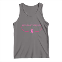 Funny Breast Cancer Awareness Tank Top Bitches Get Stitches Pink Ribbon