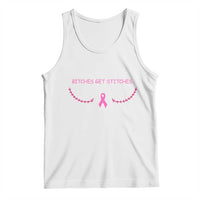 Funny Breast Cancer Awareness Tank Top Bitches Get Stitches Pink Ribbon