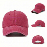 Funny Breast Cancer Awareness Washed Cotton Baseball Cap Bitches Get Stitches Pink Ribbon