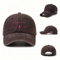 Funny Breast Cancer Awareness Washed Cotton Baseball Cap Bitches Get Stitches Pink Ribbon