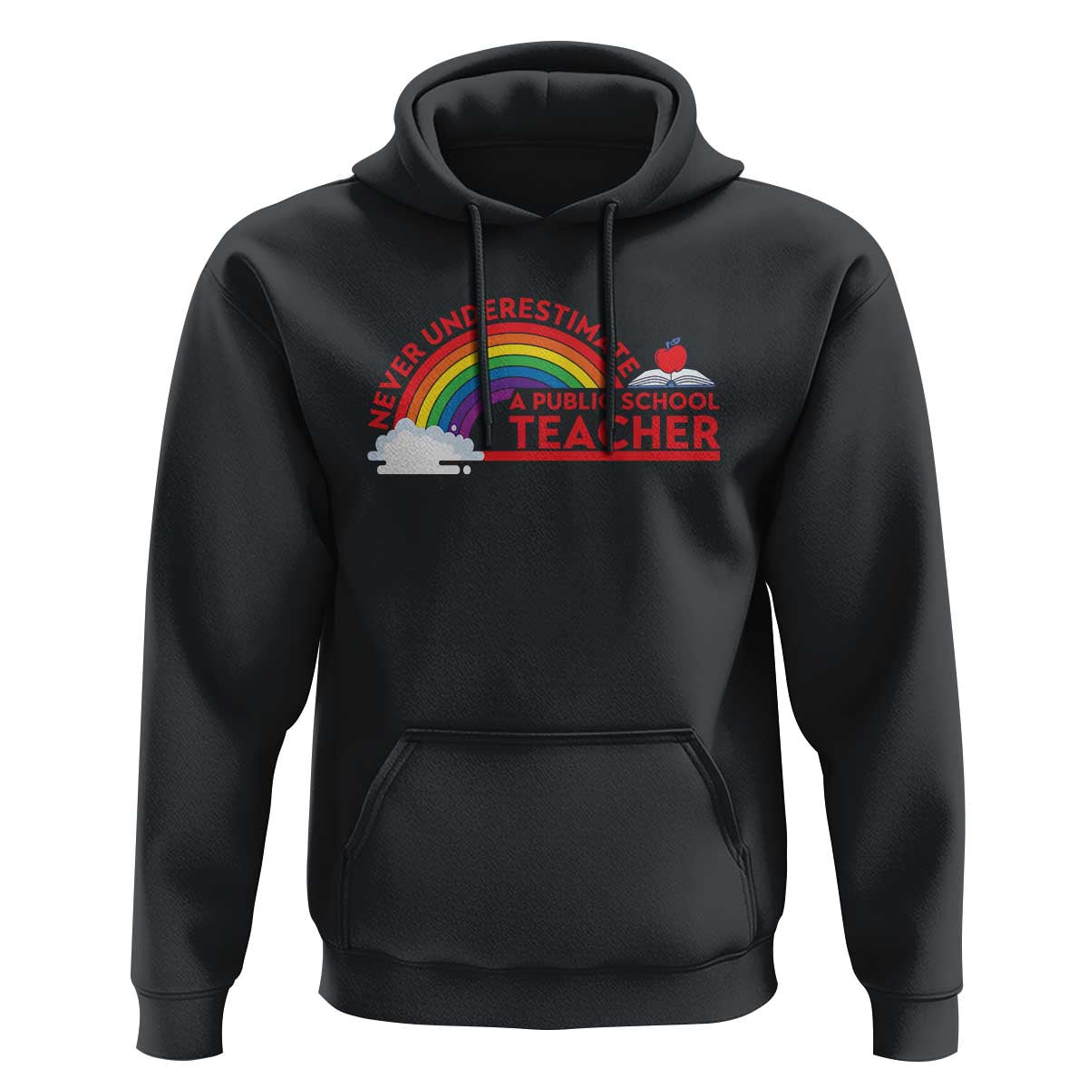 Tim Walz Hoodie Never Underestimate A Public School Teacher Rainbow Apple Book - Wonder Print Shop