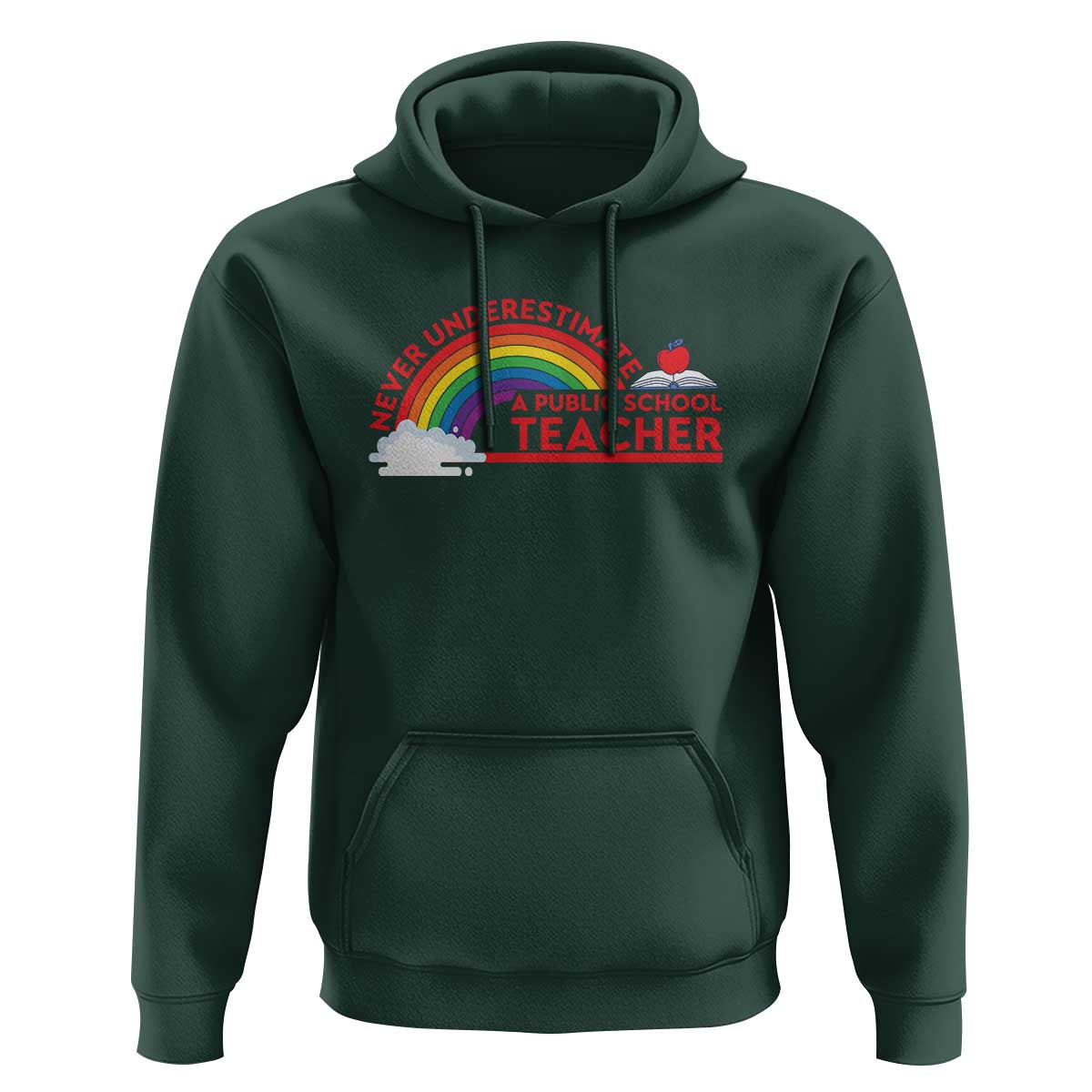 Tim Walz Hoodie Never Underestimate A Public School Teacher Rainbow Apple Book - Wonder Print Shop