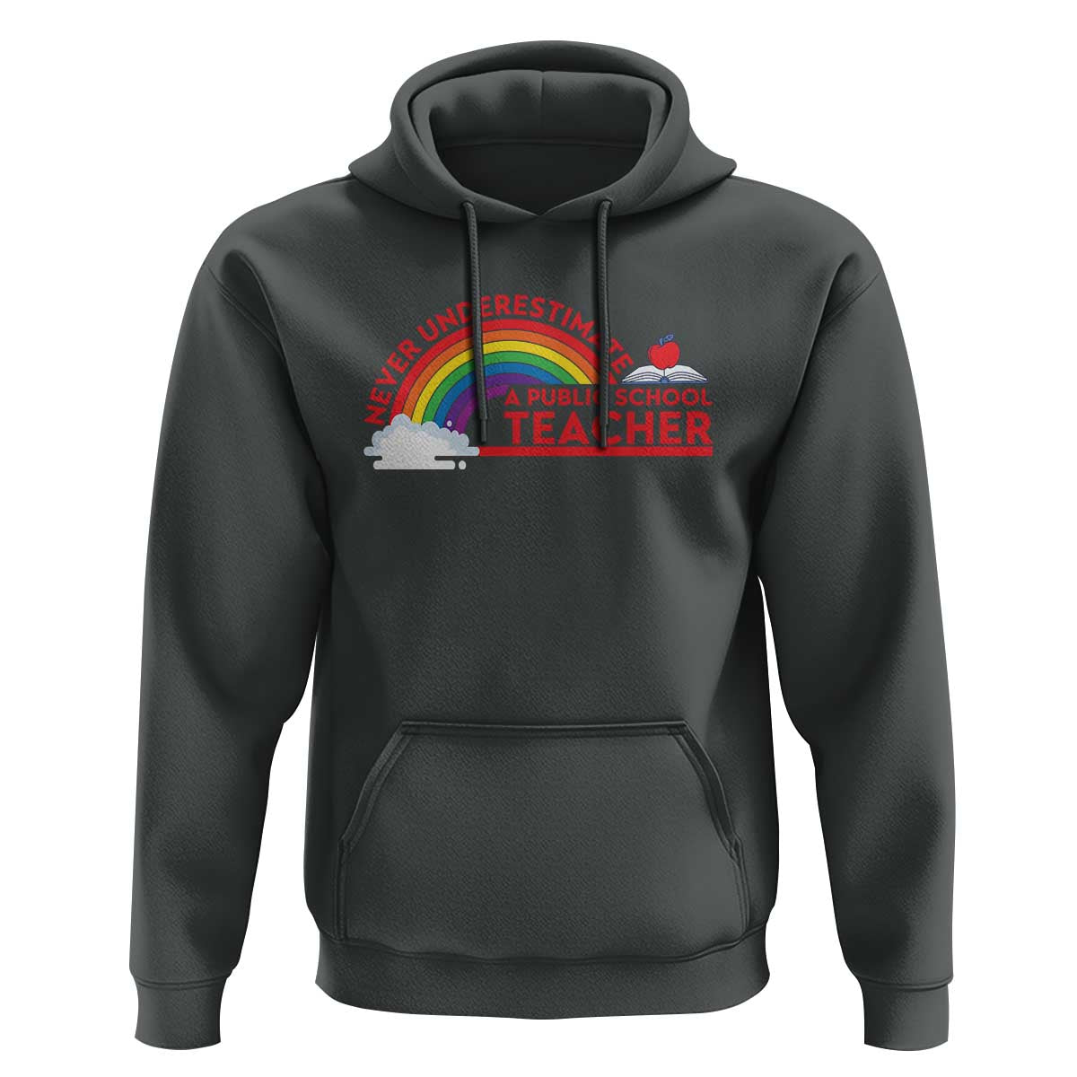 Tim Walz Hoodie Never Underestimate A Public School Teacher Rainbow Apple Book - Wonder Print Shop