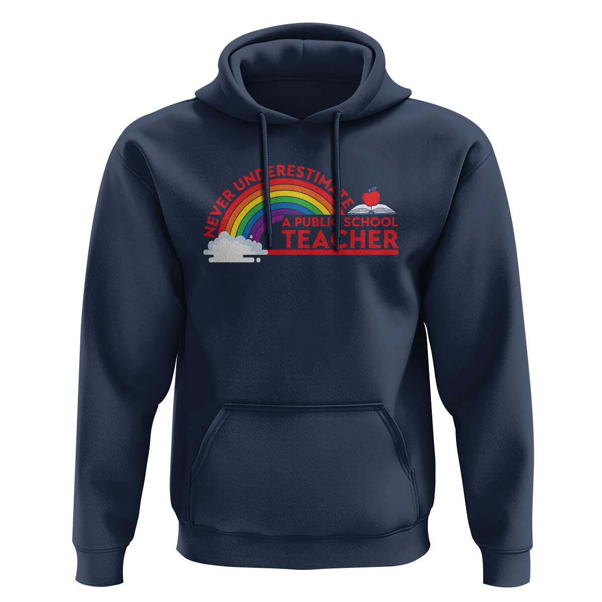 Tim Walz Hoodie Never Underestimate A Public School Teacher Rainbow Apple Book - Wonder Print Shop