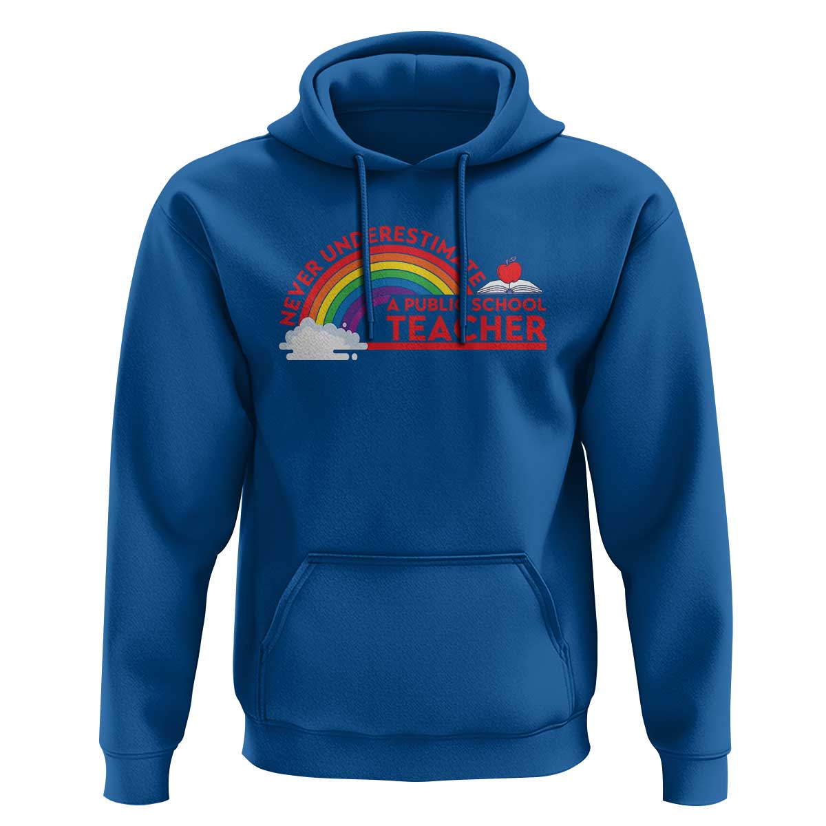 Tim Walz Hoodie Never Underestimate A Public School Teacher Rainbow Apple Book - Wonder Print Shop