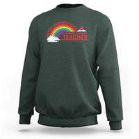 Tim Walz Sweatshirt Never Underestimate A Public School Teacher Rainbow Apple Book - Wonder Print Shop