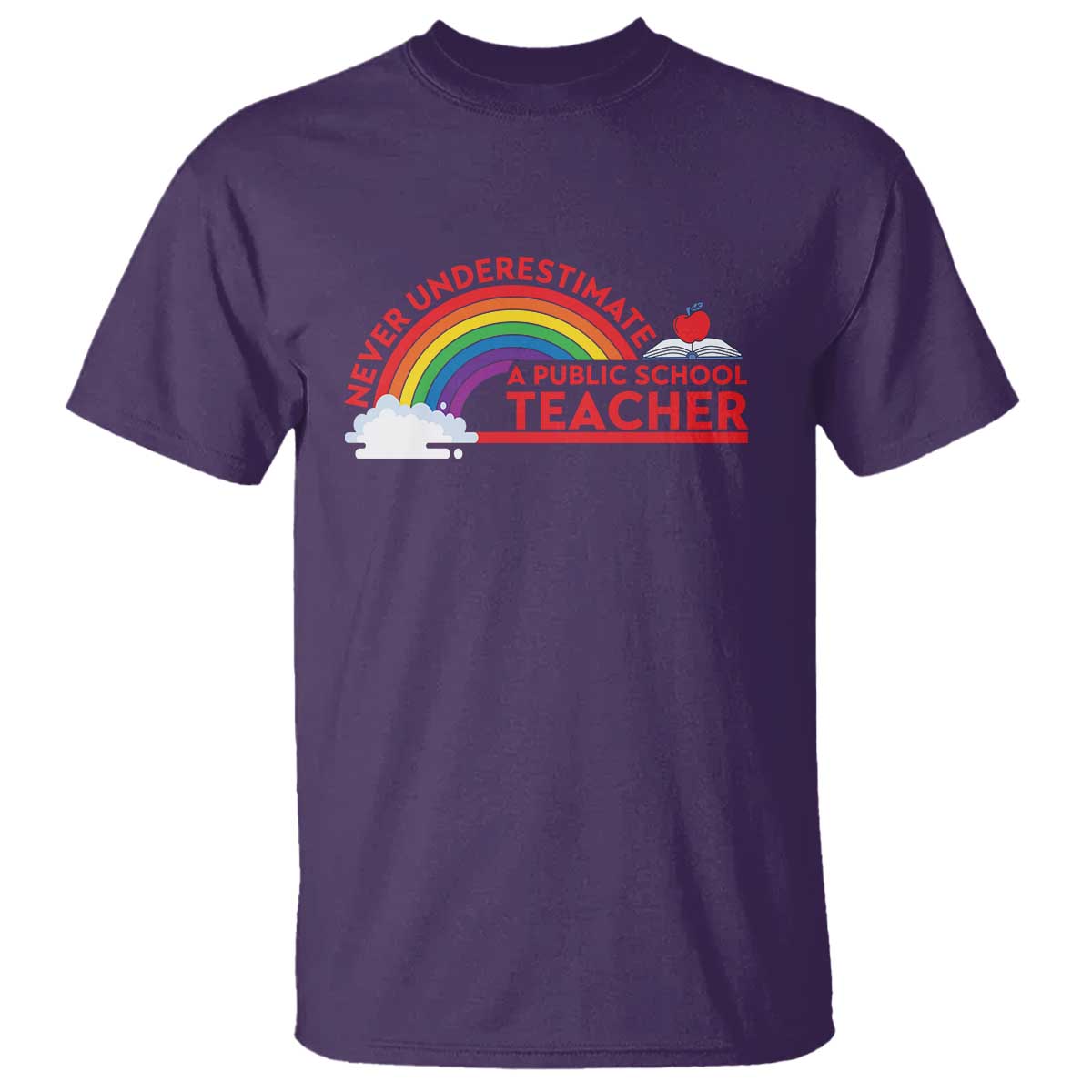 Tim Walz T Shirt Never Underestimate A Public School Teacher Rainbow Apple Book - Wonder Print Shop