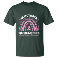 Breast Cancer Awareness T Shirt In October We Wear Pink Rainbow Heart Ribbon - Wonder Print Shop