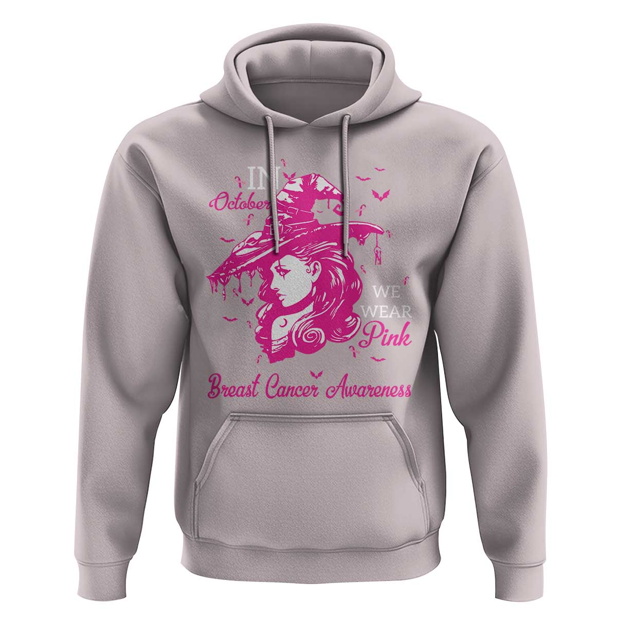 Breast Cancer Awareness Hoodie In October We Wear Pink Halloween Witch
