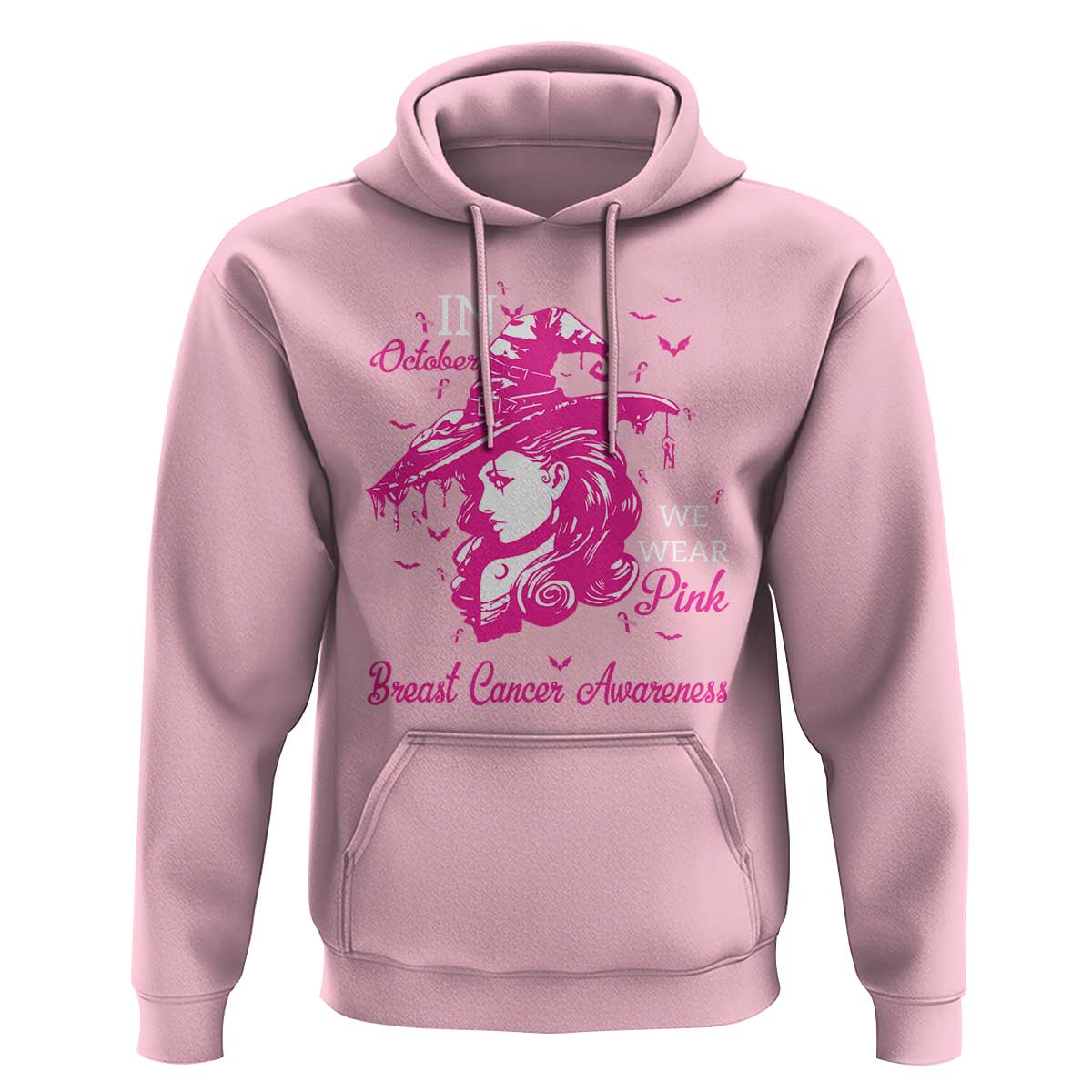 Breast Cancer Awareness Hoodie In October We Wear Pink Halloween Witch