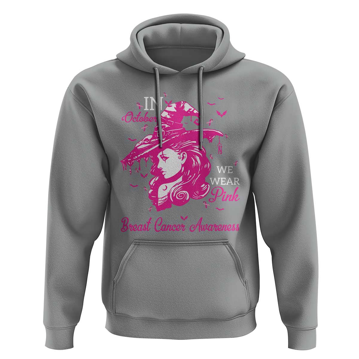 Breast Cancer Awareness Hoodie In October We Wear Pink Halloween Witch