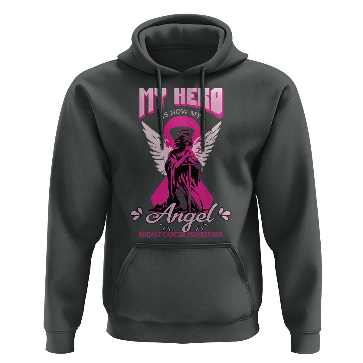 Breast Cancer Awareness Hoodie My Hero Is Now My Angel Pink Ribbon Cancer Warrior - Wonder Print Shop