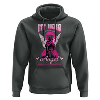 Breast Cancer Awareness Hoodie My Hero Is Now My Angel Pink Ribbon Cancer Warrior - Wonder Print Shop