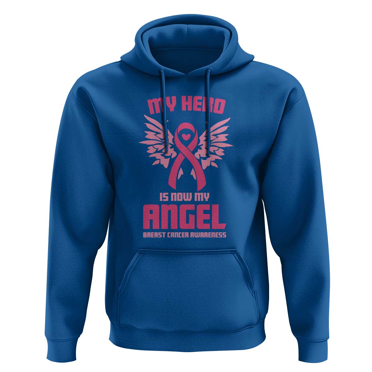 Breast Cancer Awareness Hoodie My Hero Is Now My Angel Pink Ribbon Wings Heart - Wonder Print Shop