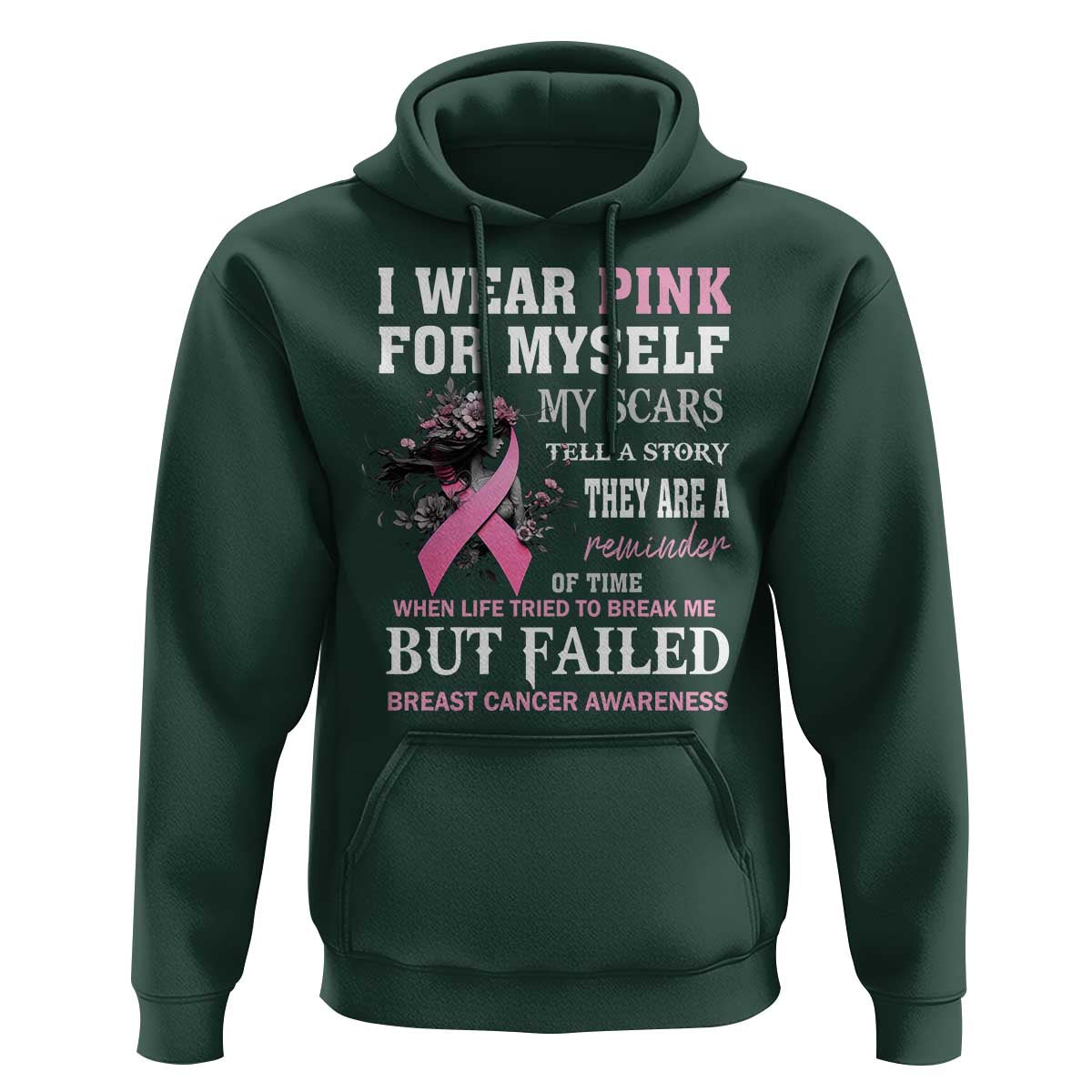 Breast Cancer Warrior Hoodie I Wear Pink For Myself My Scars Tell A Story They Are A Reminder Of Time - Wonder Print Shop