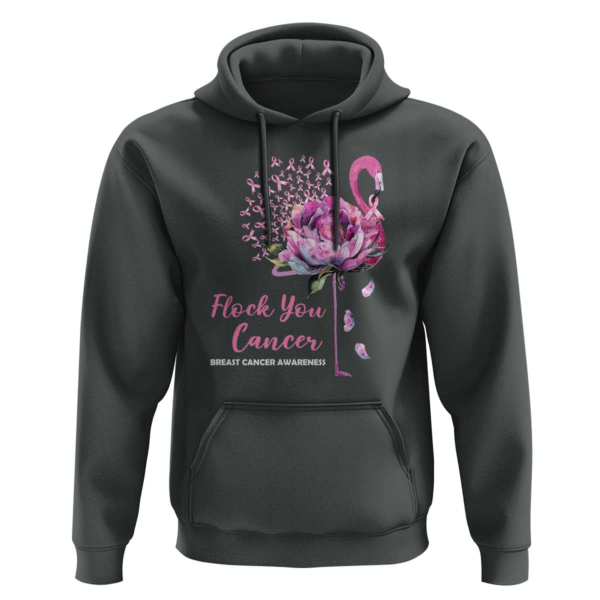 Breast Cancer Awareness Hoodie Flock you Cancer Flamingo Flower Pink Ribbon