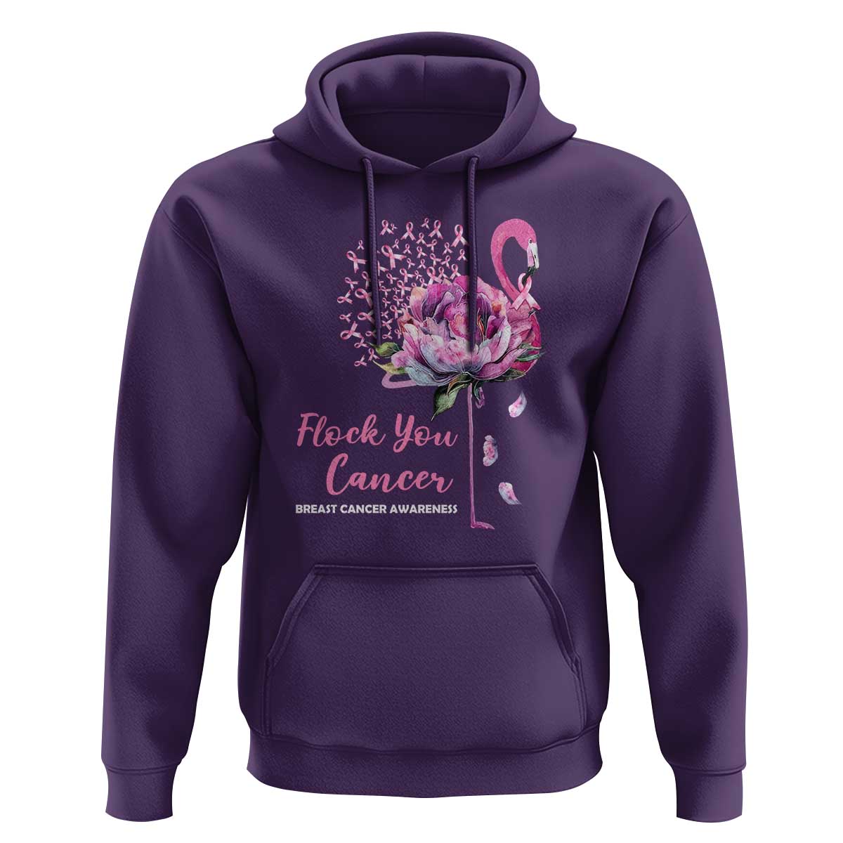 Breast Cancer Awareness Hoodie Flock you Cancer Flamingo Flower Pink Ribbon