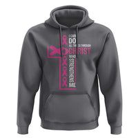 Breast Cancer Awareness Hoodie I Can Do All Things Through Christ Who Strengthens Me Pink Ribbon - Wonder Print Shop
