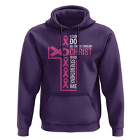 Breast Cancer Awareness Hoodie I Can Do All Things Through Christ Who Strengthens Me Pink Ribbon - Wonder Print Shop