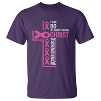 Breast Cancer Awareness T Shirt I Can Do All Things Through Christ Who Strengthens Me Pink Ribbon - Wonder Print Shop