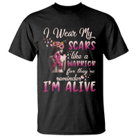 Breast Cancer Awareness T Shirt I Wear My Scars Like A Warrior For They're Reminder I'm Alive Butterfly - Wonder Print Shop