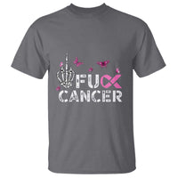 Breast Cancer Awareness T Shirt Fuck Cancer Pink Ribbon Skeleton Hand Butterfly - Wonder Print Shop