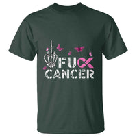 Breast Cancer Awareness T Shirt Fuck Cancer Pink Ribbon Skeleton Hand Butterfly - Wonder Print Shop